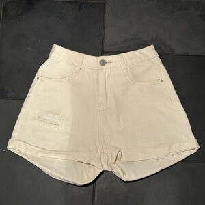 Birdie Cream / Off White Denim Shorts